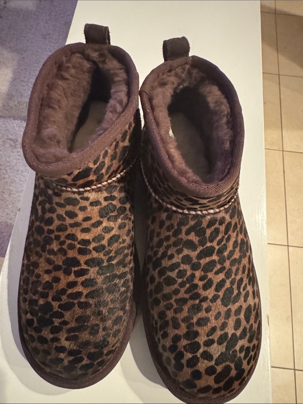 UGG  Classic Ultra Mini Caspian Boots in Brown Leopard